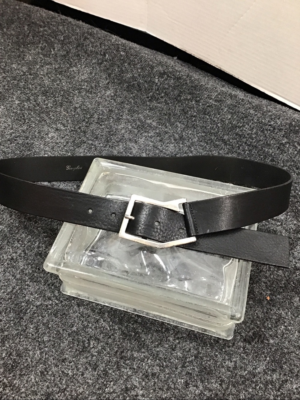 Vintage Italian Gargulieri Black Leather Waist Belt with silver Italian  Buckle